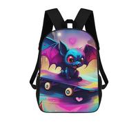 sinyumoney School Student Backpack Bat on Skateboard in Cityscape Children's School Backpack 3D Printed Fashion Travel Rucksacks Boy School Bag 17inch