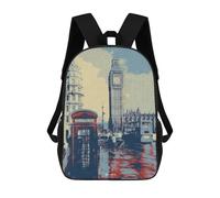 sinyumoney School Student Backpack Big Ben Children's School Backpack 3D Printed Fashion Travel Rucksacks Boy School Bag 17inch