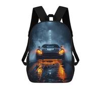 sinyumoney School Student Backpack Black Car Children's School Backpack 3D Printed Fashion Travel Rucksacks Boy School Bag 17inch