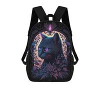 sinyumoney School Student Backpack Black Light Cat 2 Children's School Backpack 3D Printed Fashion Travel Rucksacks Boy School Bag 17inch