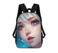 sinyumoney School Student Backpack Blue-Eyed Dream Portrait Children's School Backpack 3D Printed Fashion Travel Rucksacks Boy School Bag 17inch