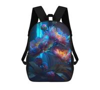 sinyumoney School Student Backpack Blue Night Flower Children's School Backpack 3D Printed Fashion Travel Rucksacks Boy School Bag 17inch