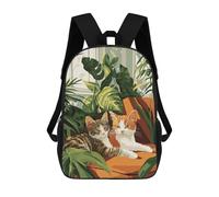 sinyumoney School Student Backpack Cat Floral Family Children's School Backpack 3D Printed Fashion Travel Rucksacks Boy School Bag 17inch