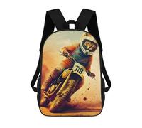sinyumoney School Student Backpack Cat Racer on Dirt Bike Children's School Backpack 3D Printed Fashion Travel Rucksacks Boy School Bag 17inch