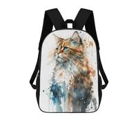 sinyumoney School Student Backpack Cat Watercolor Children's School Backpack 3D Printed Fashion Travel Rucksacks Boy School Bag 17inch