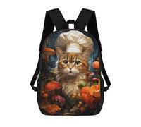 sinyumoney School Student Backpack Chef Cat Cooking Painting Children's School Backpack 3D Printed Fashion Travel Rucksacks Boy School Bag 17inch