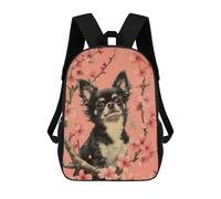 sinyumoney School Student Backpack Chihuahua in Cherry Blossoms Dog And Blossoms Wall Art Children's School Backpack 3D Printed Fashion Travel Rucksacks Boy School Bag 17inch