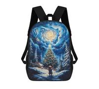 sinyumoney School Student Backpack Child Gazing at Christmas Tree Children's School Backpack 3D Printed Fashion Travel Rucksacks Boy School Bag 17inch