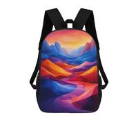 sinyumoney School Student Backpack Colorful Abstract Mountain Landscape Painting Children's School Backpack 3D Printed Fashion Travel Rucksacks Boy School Bag 17inch