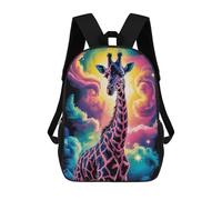 sinyumoney School Student Backpack Colorful Giraffe in Cosmic Background Children's School Backpack 3D Printed Fashion Travel Rucksacks Boy School Bag 17inch