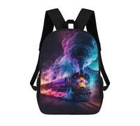 sinyumoney School Student Backpack Colorful Steam Train Journey Children's School Backpack 3D Printed Fashion Travel Rucksacks Boy School Bag 17inch