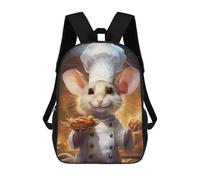 sinyumoney School Student Backpack Cooking Mouse Chef Uniform Children's School Backpack 3D Printed Fashion Travel Rucksacks Boy School Bag 17inch