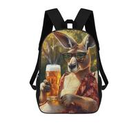 sinyumoney School Student Backpack Cool Kangaroo with Beer Children's School Backpack 3D Printed Fashion Travel Rucksacks Boy School Bag 17inch