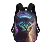 sinyumoney School Student Backpack Cosmic Cat Portrait-5 Children's School Backpack 3D Printed Fashion Travel Rucksacks Boy School Bag 17inch