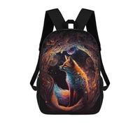 sinyumoney School Student Backpack Cosmic Fox Dreamscape Children's School Backpack 3D Printed Fashion Travel Rucksacks Boy School Bag 17inch