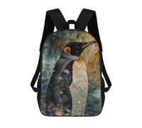 sinyumoney School Student Backpack Cosmic Penguin Children's School Backpack 3D Printed Fashion Travel Rucksacks Boy School Bag 17inch