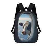 sinyumoney School Student Backpack Cow Airplane Window Children's School Backpack 3D Printed Fashion Travel Rucksacks Boy School Bag 17inch