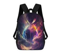 sinyumoney School Student Backpack Crossed Swords in Cosmic Clouds Children's School Backpack 3D Printed Fashion Travel Rucksacks Boy School Bag 17inch