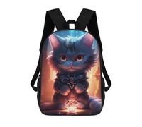 sinyumoney School Student Backpack Cute Black Grey Light Cat Children's School Backpack 3D Printed Fashion Travel Rucksacks Boy School Bag 17inch
