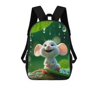 sinyumoney School Student Backpack Cute Mouse in The Rain Children's School Backpack 3D Printed Fashion Travel Rucksacks Boy School Bag 17inch