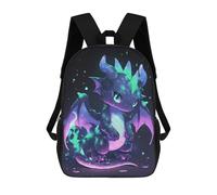 sinyumoney School Student Backpack Cute Neon Dragon Illustration Children's School Backpack 3D Printed Fashion Travel Rucksacks Boy School Bag 17inch