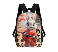 sinyumoney School Student Backpack Cute White Rabbit Children's School Backpack 3D Printed Fashion Travel Rucksacks Boy School Bag 17inch