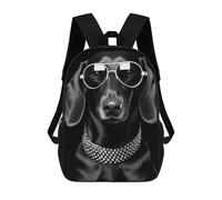 sinyumoney School Student Backpack Dachshund Sunglasses Children's School Backpack 3D Printed Fashion Travel Rucksacks Boy School Bag 17inch