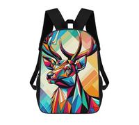 sinyumoney School Student Backpack Deer Wpap Pop Art Colorful Children's School Backpack 3D Printed Fashion Travel Rucksacks Boy School Bag 17inch