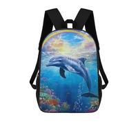 sinyumoney School Student Backpack Dolphin Under Rainbow Children's School Backpack 3D Printed Fashion Travel Rucksacks Boy School Bag 17inch
