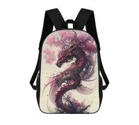sinyumoney School Student Backpack Dragon Amidst Cherry Blossoms -9 Children's School Backpack 3D Printed Fashion Travel Rucksacks Boy School Bag 17inch