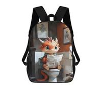 sinyumoney School Student Backpack Dragon Reading on Toilet Children's School Backpack 3D Printed Fashion Travel Rucksacks Boy School Bag 17inch