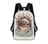sinyumoney School Student Backpack Dragon Sushi Ramen Children's School Backpack 3D Printed Fashion Travel Rucksacks Boy School Bag 17inch
