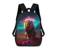 sinyumoney School Student Backpack Electric Lion in Fantasy Land Children's School Backpack 3D Printed Fashion Travel Rucksacks Boy School Bag 17inch