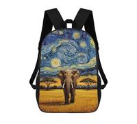 sinyumoney School Student Backpack Elephant Under Starry Night Sky Painting Children's School Backpack 3D Printed Fashion Travel Rucksacks Boy School Bag 17inch