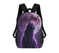 sinyumoney School Student Backpack Enchanted Moonlit Cat Children's School Backpack 3D Printed Fashion Travel Rucksacks Boy School Bag 17inch