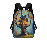 sinyumoney School Student Backpack Enchanted Treehouse Children's School Backpack 3D Printed Fashion Travel Rucksacks Boy School Bag 17inch