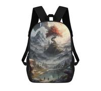 sinyumoney School Student Backpack Fantasy Mountain Village -2 Children's School Backpack 3D Printed Fashion Travel Rucksacks Boy School Bag 17inch