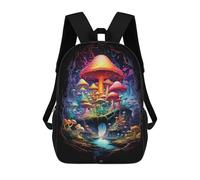 sinyumoney School Student Backpack Fantasy Mushroom Magic Children's School Backpack 3D Printed Fashion Travel Rucksacks Boy School Bag 17inch