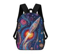 sinyumoney School Student Backpack Fantasy Rocket in Space Children's School Backpack 3D Printed Fashion Travel Rucksacks Boy School Bag 17inch