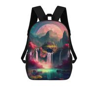sinyumoney School Student Backpack Fantasy Waterfall Paradise Children's School Backpack 3D Printed Fashion Travel Rucksacks Boy School Bag 17inch