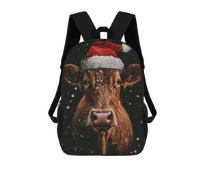 sinyumoney School Student Backpack Festive Cow Christmas Children's School Backpack 3D Printed Fashion Travel Rucksacks Boy School Bag 17inch