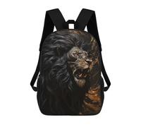sinyumoney School Student Backpack Fierce Lion Children's School Backpack 3D Printed Fashion Travel Rucksacks Boy School Bag 17inch