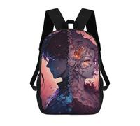 sinyumoney School Student Backpack Floral Fusion Dual Portraits Children's School Backpack 3D Printed Fashion Travel Rucksacks Boy School Bag 17inch