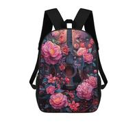 sinyumoney School Student Backpack Floral Guitar Children's School Backpack 3D Printed Fashion Travel Rucksacks Boy School Bag 17inch