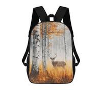 sinyumoney School Student Backpack Foggy Forest Stag Children's School Backpack 3D Printed Fashion Travel Rucksacks Boy School Bag 17inch