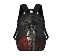 sinyumoney School Student Backpack French Bulldog in Suit Children's School Backpack 3D Printed Fashion Travel Rucksacks Boy School Bag 17inch