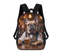 sinyumoney School Student Backpack French Bulldog in The Pub Children's School Backpack 3D Printed Fashion Travel Rucksacks Boy School Bag 17inch