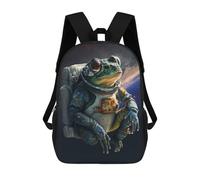 sinyumoney School Student Backpack Frog Astronaut in Space-3 Children's School Backpack 3D Printed Fashion Travel Rucksacks Boy School Bag 17inch