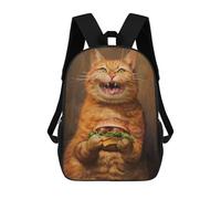 sinyumoney School Student Backpack Funny Cat Hamburger Smile Children's School Backpack 3D Printed Fashion Travel Rucksacks Boy School Bag 17inch