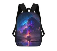 sinyumoney School Student Backpack Galactic Aurora Reflections Children's School Backpack 3D Printed Fashion Travel Rucksacks Boy School Bag 17inch